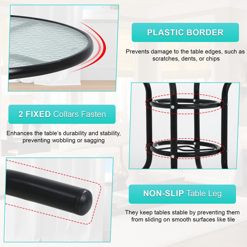Outdoor Table Patio Table Dining Table with Tempered Glass Umbrella Hole gallery