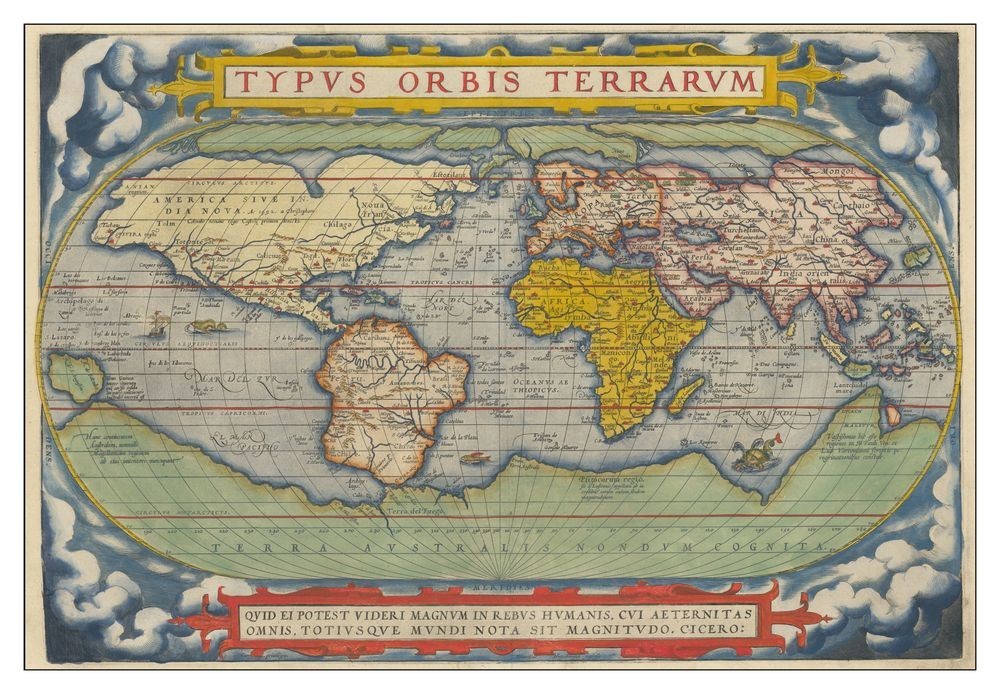 Abraham Ortelius World Map from Theatrum Orbis Terrarum : Giclée Art Print 1572 gallery