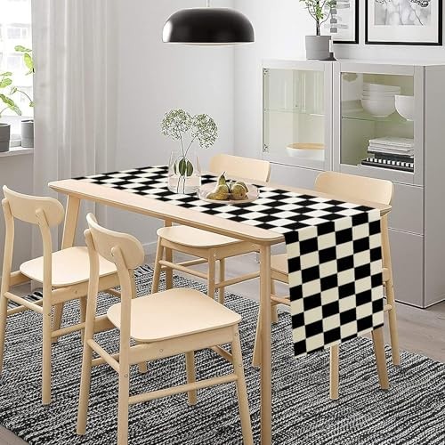 Black White Plaid Table Runner Racing Car 13in(33cm) x 60in(152cm) Plaid-88 gallery