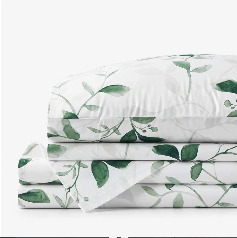 Botanic Meadow Wrinkle-Free Sateen Bed Sheet Set Twin Evergreen gallery