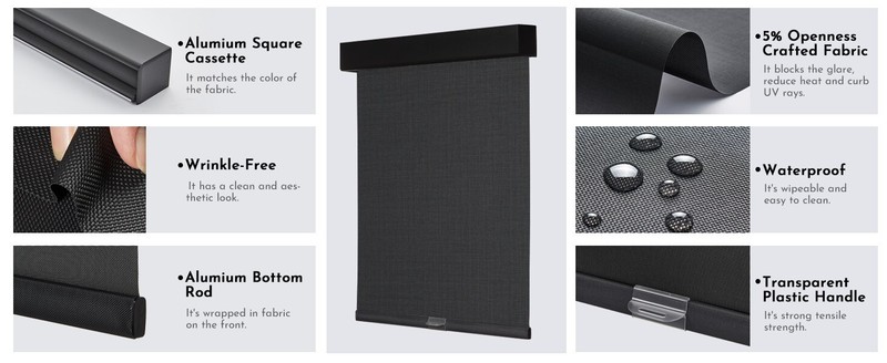 Clearance Black Customized 5% Openness Free-Stop UV Protection Solar Shades gallery