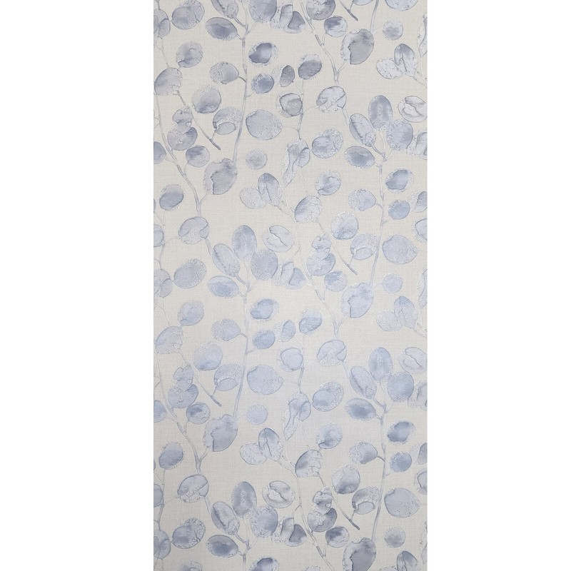 Off White silver- blue eucalyptus trail leaves faux fabric textured Wallpaper 3D gallery