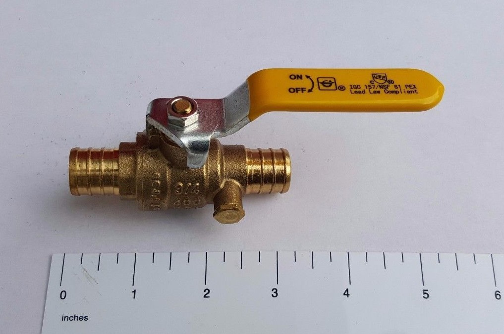 1 Pc. XFITTING 3/4" Pex Ball Valve with Drain, Pex B, Lead Free, 24-3-7=1 gallery
