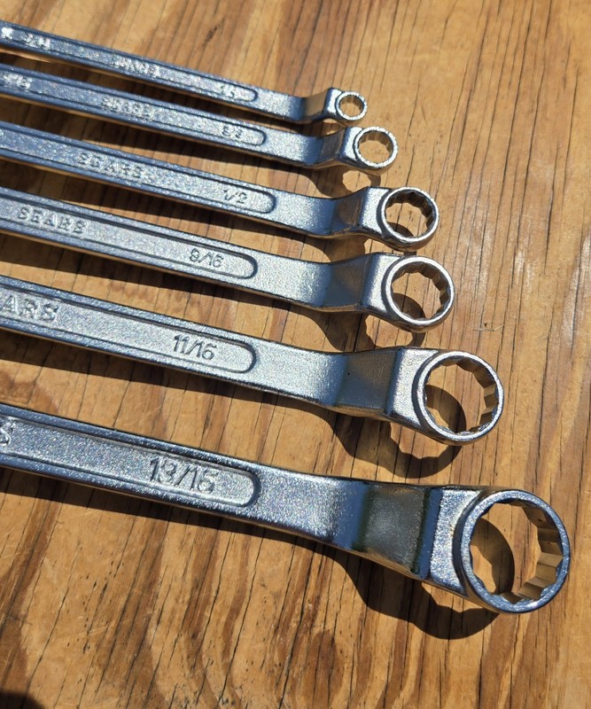 Vntg SEARS 6pc SAE Offset Double Box End Wrench Set Pouch Japan 9-4387 craftsman gallery