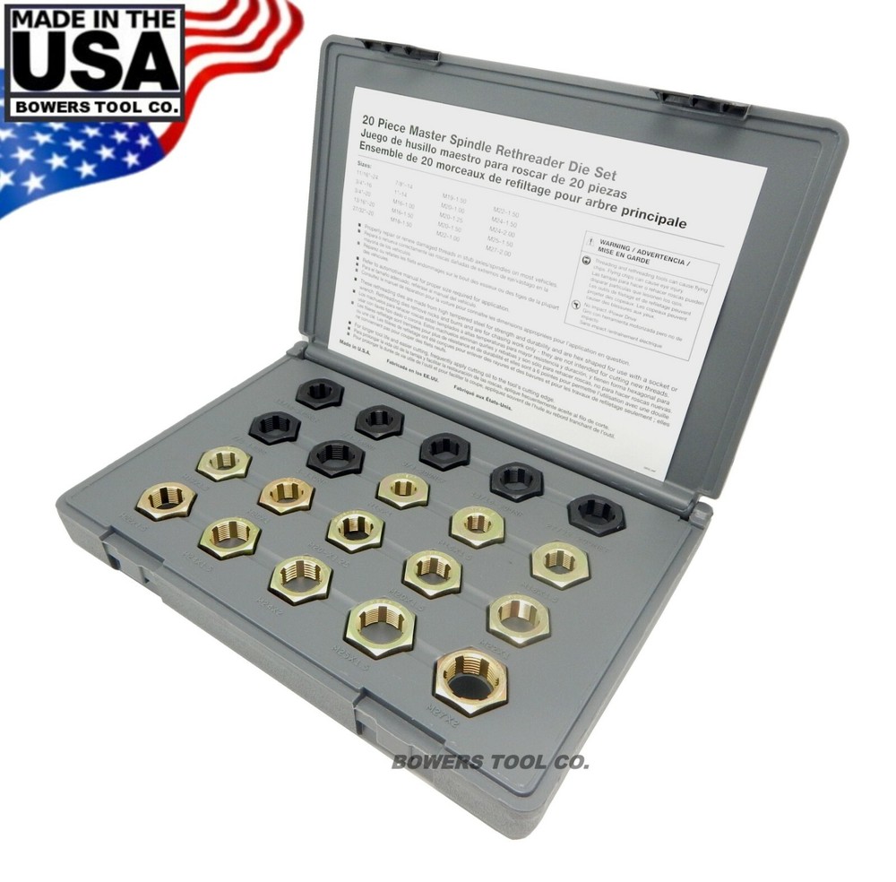 Lang Master Spindle Rethreading Thread Restore Die Set 20pc SAE MM Made in USA