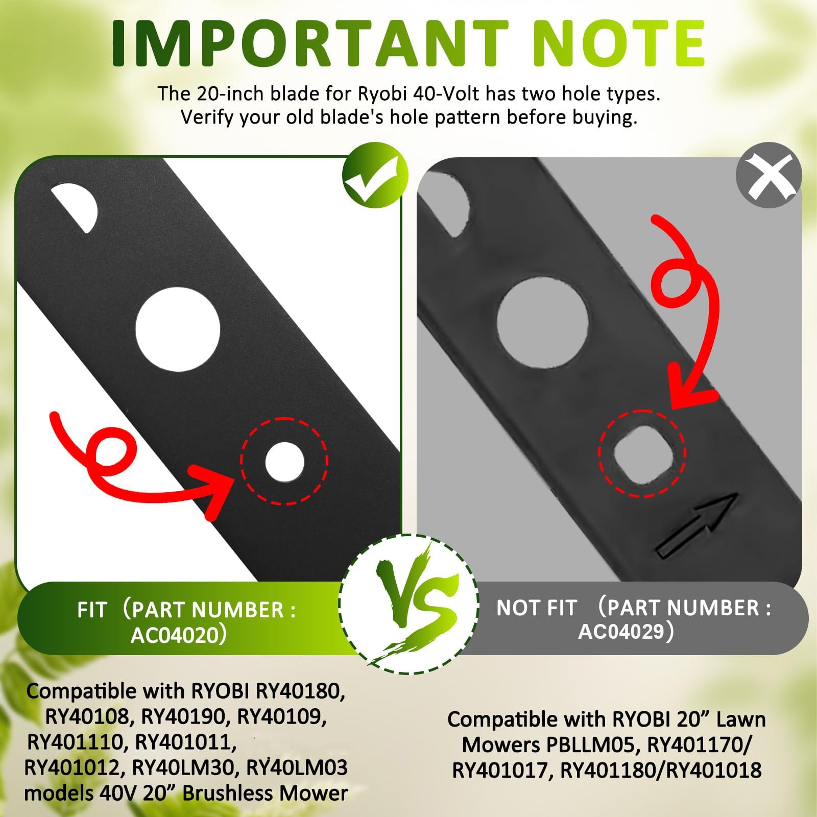 Foifatt 20 Inch Lawn Mower Replacement Blade Compatible Ryobi 40V Brushless gallery