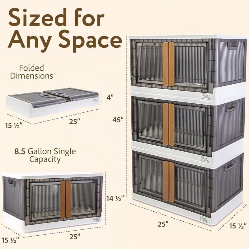 Quik Box 19 Gallon Stackable Storage Bins W/ Doors Collapsible Organizer gallery