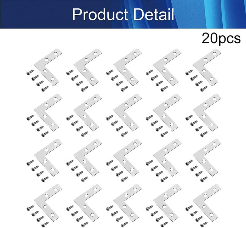 20Pcs Flat L Shape Bracket Flat Corner Brace Shelves,38x38mm Right Angle Corner gallery