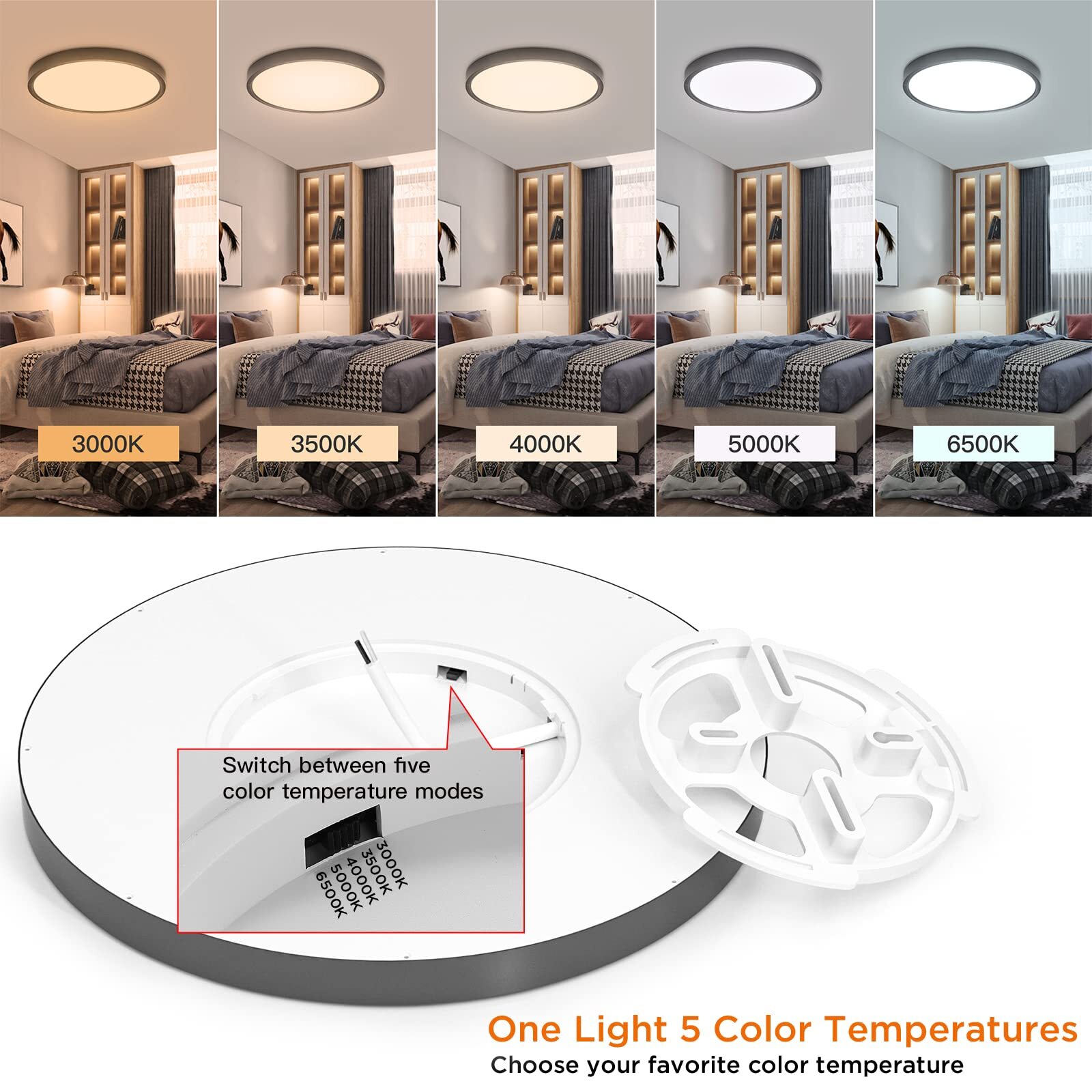 Black 6 Pack Led Ceiling Fixture Flush Mount for Kitchen Living Room Garage F... gallery