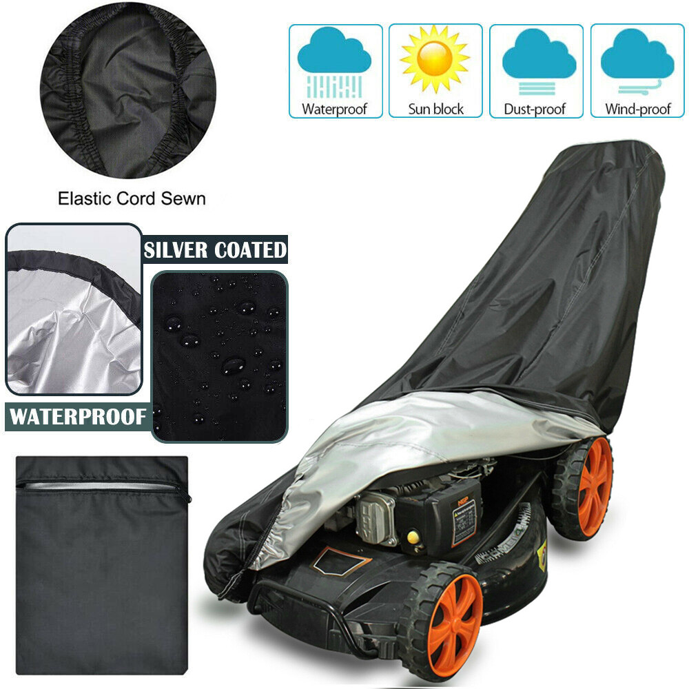 Universal Waterproof Lawn Mower Cover Outdoor UV Protector for Push Mowers Black gallery