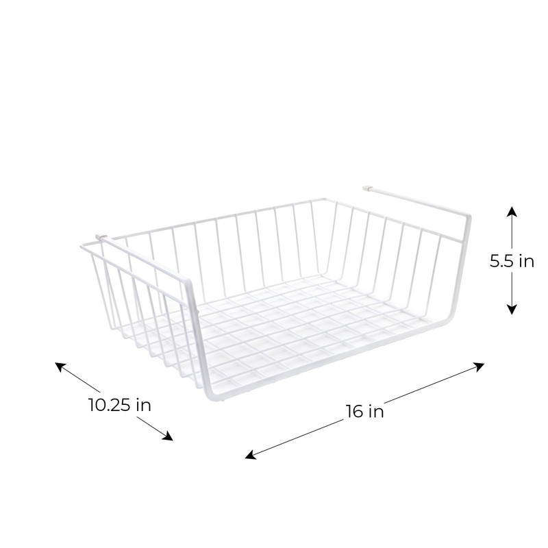 Wire Under-Shelf Storage Baskets,Cabinet and Pantry Shelf Organizer,2 Pack,White gallery