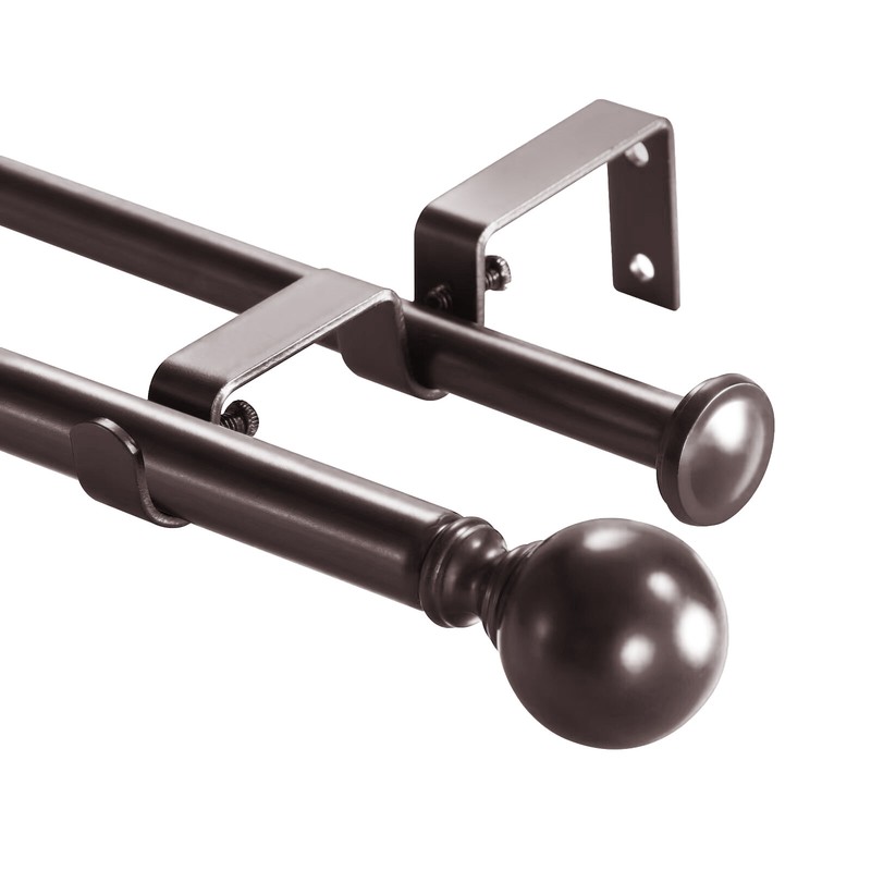 5/8" Ball Adjustable Double Drapery Curtain Rod Set, 28”-48“/ 48”-84“/ 84”-120” gallery