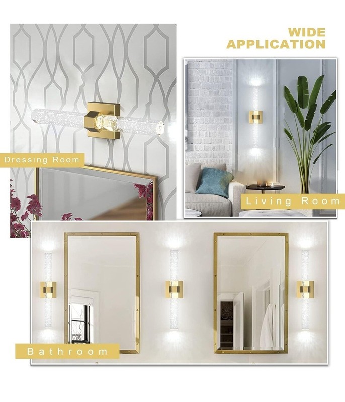 Aipsun Light Fixtures Vanity LED Light 19.7" Crystal Bedroom Bathroom Vanity gallery