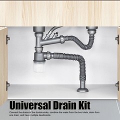 Kitchen Sink Double Hose Drain Kit Quick Draining Expandable Multiple Deodor NEW