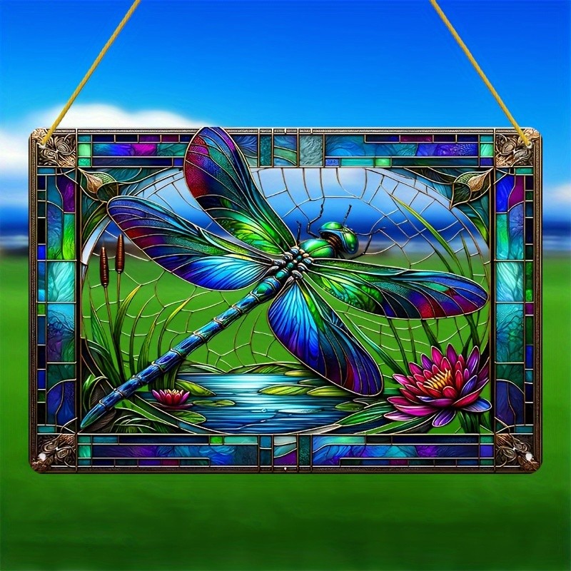 Acrylic Dragonfly Stained Hanging Decor Window Home Art Ornament Indoor/Outdoor gallery