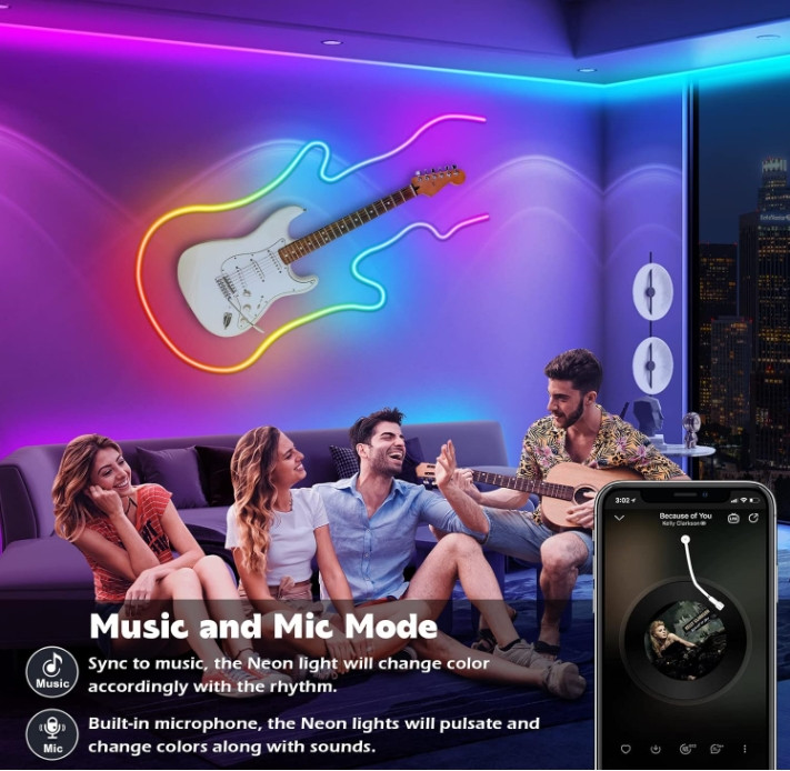Led Neon Rope Lights Control with App/Remote,Flexible Led Rope Light,Multip mode gallery