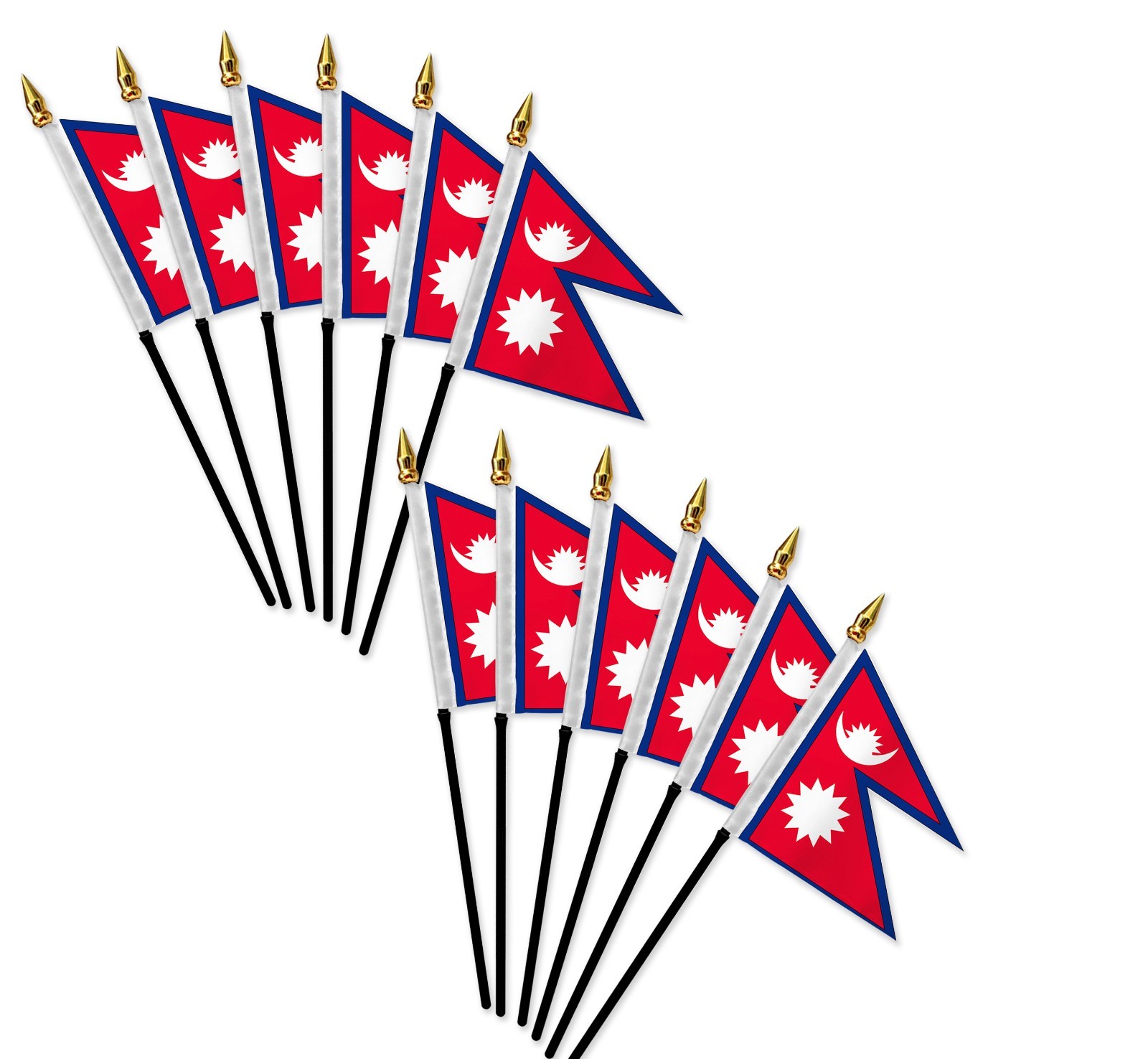 1 Dozen Nepal 4x6in Mini Handheld Country Stick Flags for Parades, Classrooms gallery