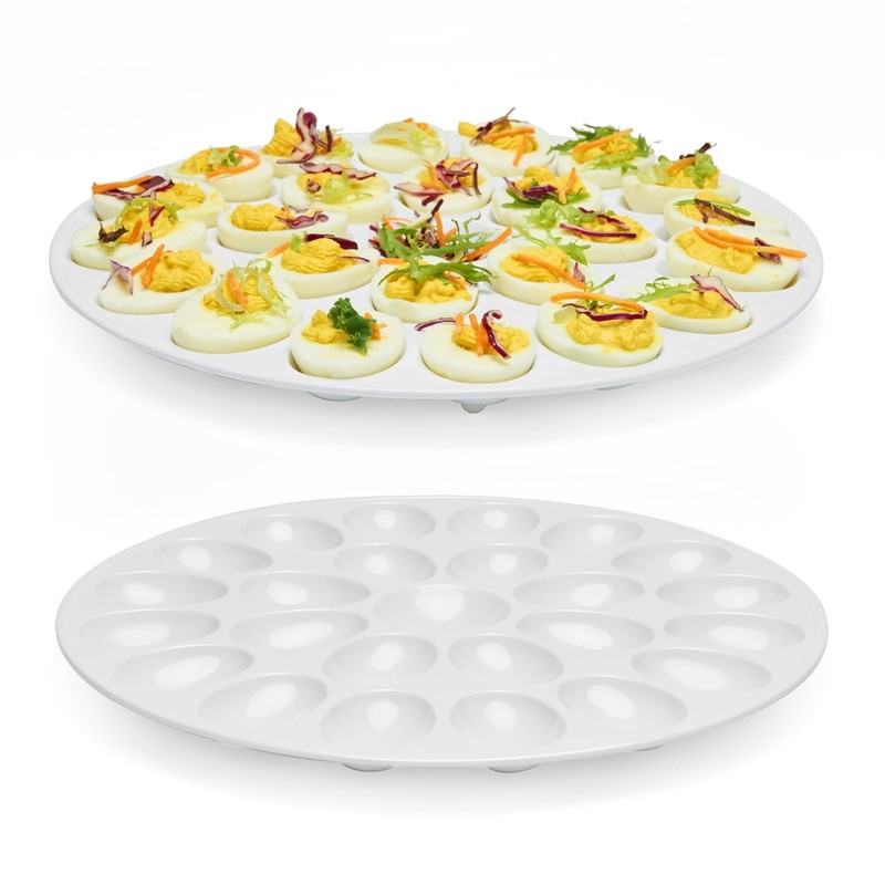 PAHTTO Deviled Egg Platter 2PACK with 24 Slot Each 12inch Diameter Portable gallery