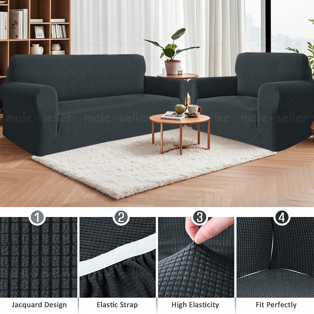 PREMIUM Elastic STRETCH SOFA COVERS Slipcover Protector Settee 1/2/3/4 Seater US gallery