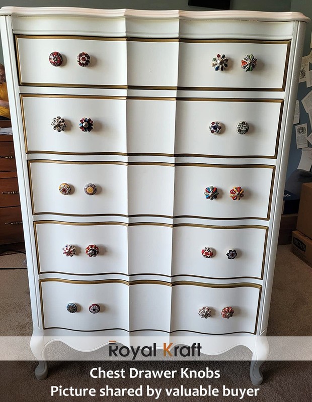 Hand Painted Vintage Ceramic Knobs for Kitchen Cabinet & Drawer Pulls Set of 10 gallery