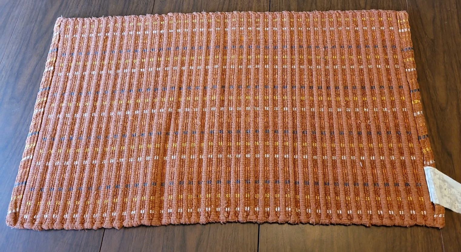 Vintage Accent Rug Orange With Yellow Grey White And Orange Stripes 33×19 gallery
