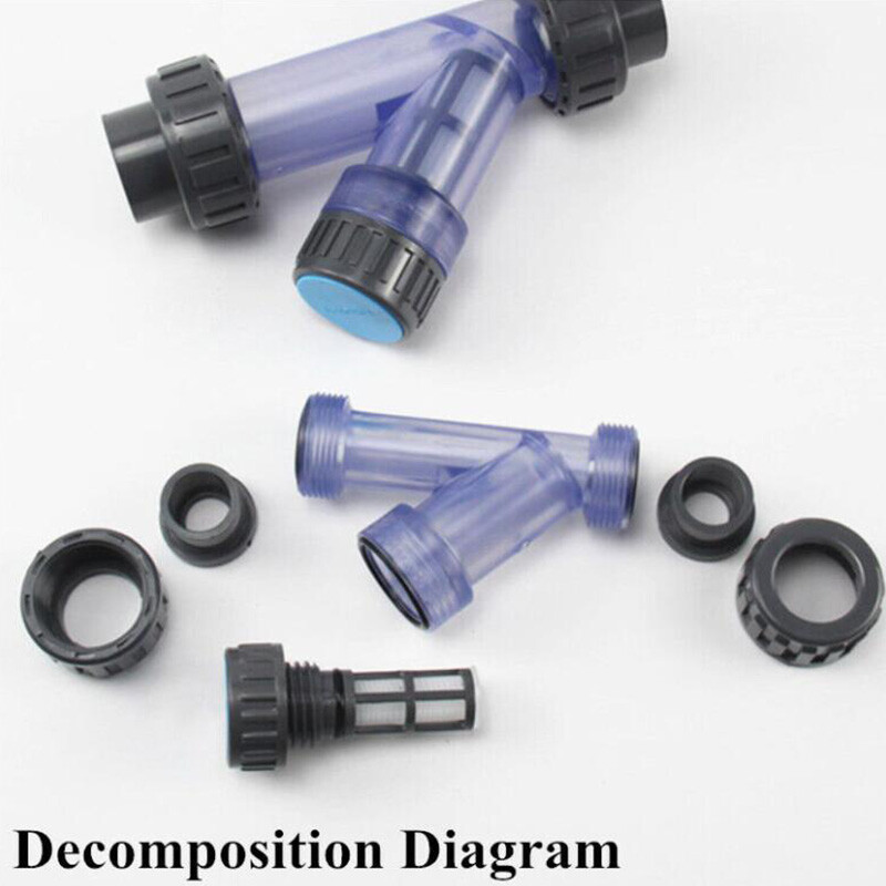 Inline PVC Y Filter Strainer Metric 20mm-63mm Clear Body Transparent DN15-DN50 gallery