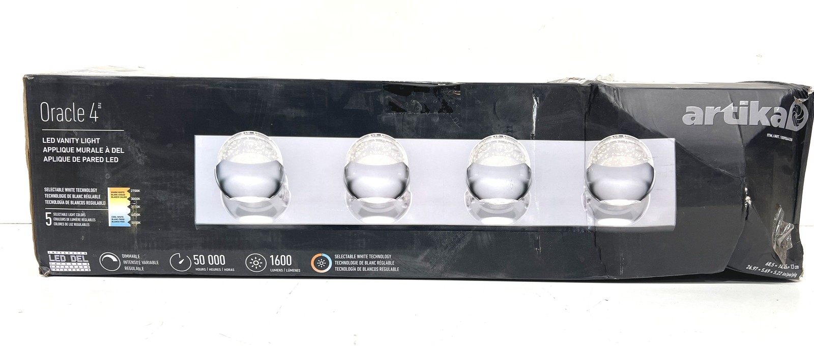 Artika Oracle 27 in. 4-Light Chrome LED Vanity Light 5 CCT Light Bar New Other gallery