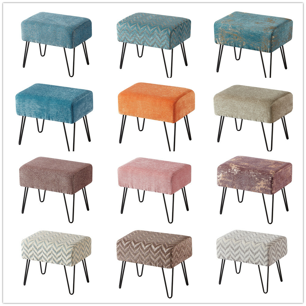 Stool Pouffe Jacquard Chenille Foot Rest Ottoman Bench Modern Vanity Stool Chair gallery
