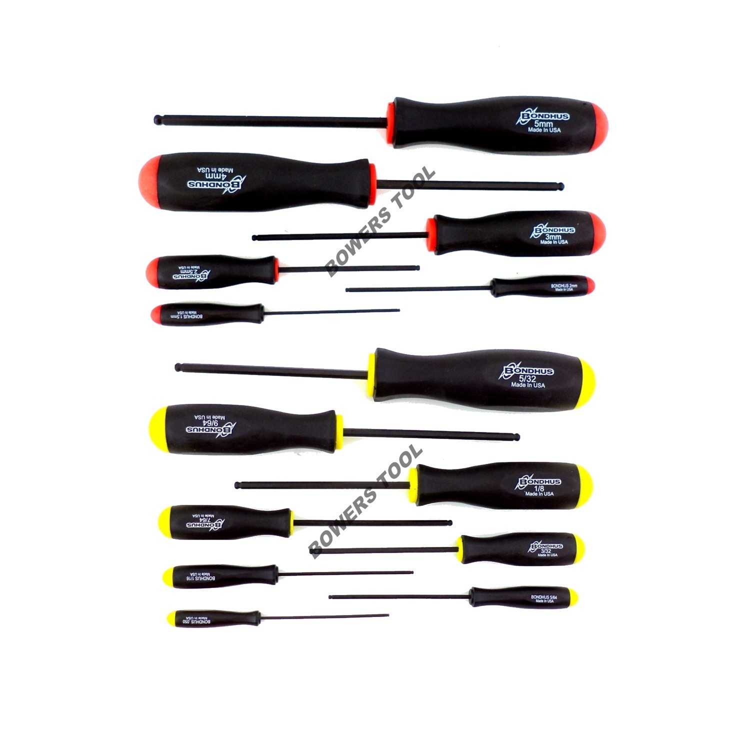 Bondhus 14pc Ball End Hex Screwdriver Set SAE .050-5/32” Metric 1.5-5mm USA gallery