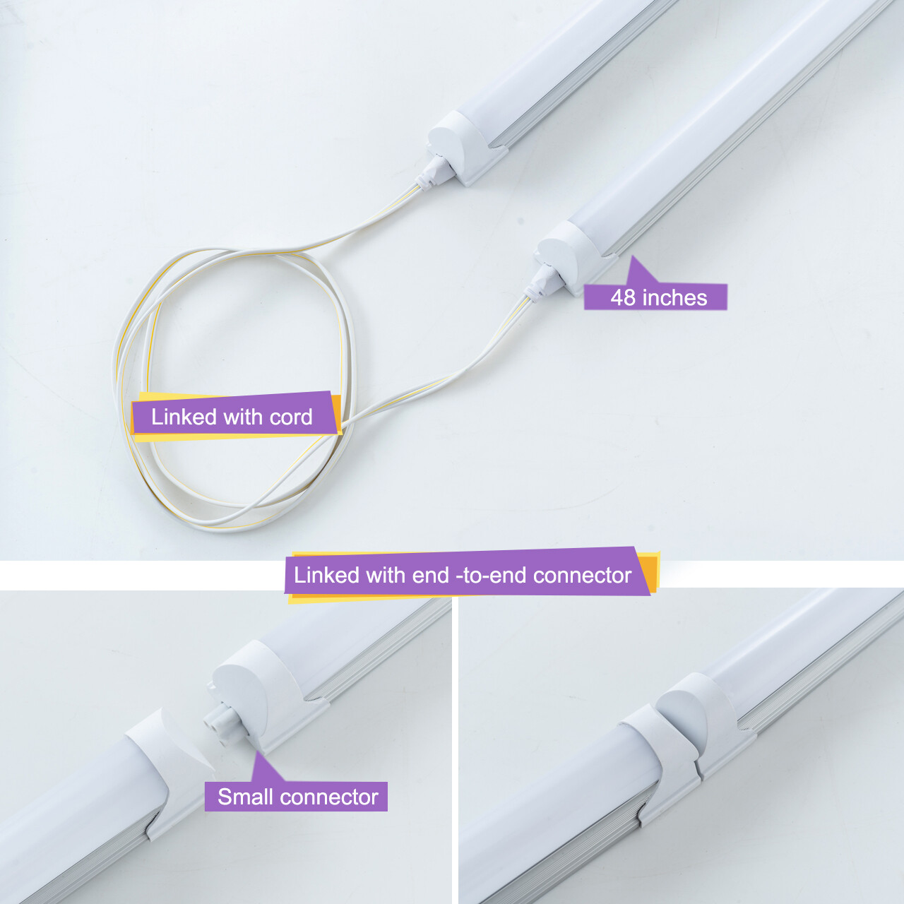 6 PACK 2FT 4FT 5FT 6FT 8FT LED Shop Lights Linkable Fixture High Output 6000K gallery