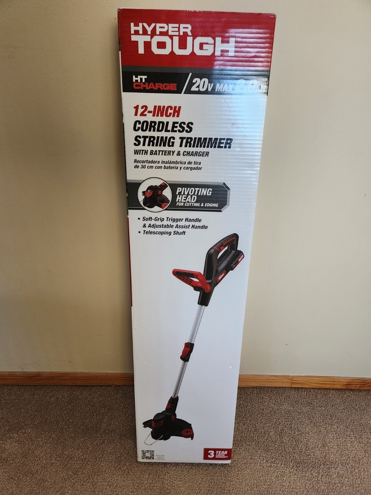 Hyper Tough 20V Max 12" Cordless String Trimmer w Battery & Charger BNIB