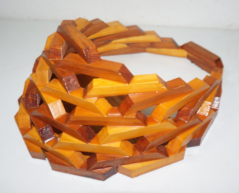 VTG Wooden Geometric Block Wall Hanging Basket 9x8x4 gallery