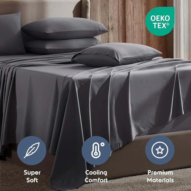 Extra Deep Pocket Queen Sheet Set - 6 Piece Breathable & Cooling Sheets - Hotel gallery