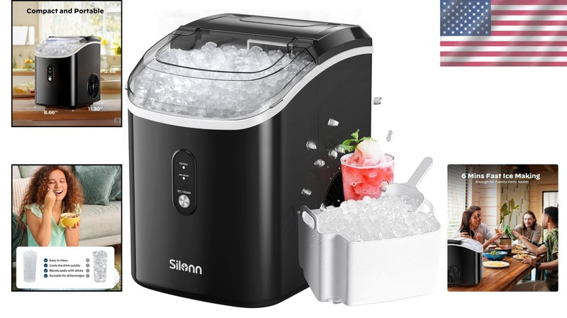 Compact Pellet Ice Maker - Self-Cleaning, 33Lbs/24H, Perfect for Home/Office gallery