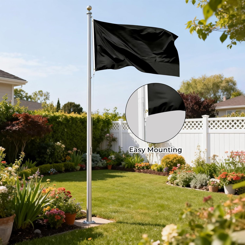 Black Flag 3X5 FT, Polyester Blank Flag with Canvas Header & Brass Grommets, Dou gallery