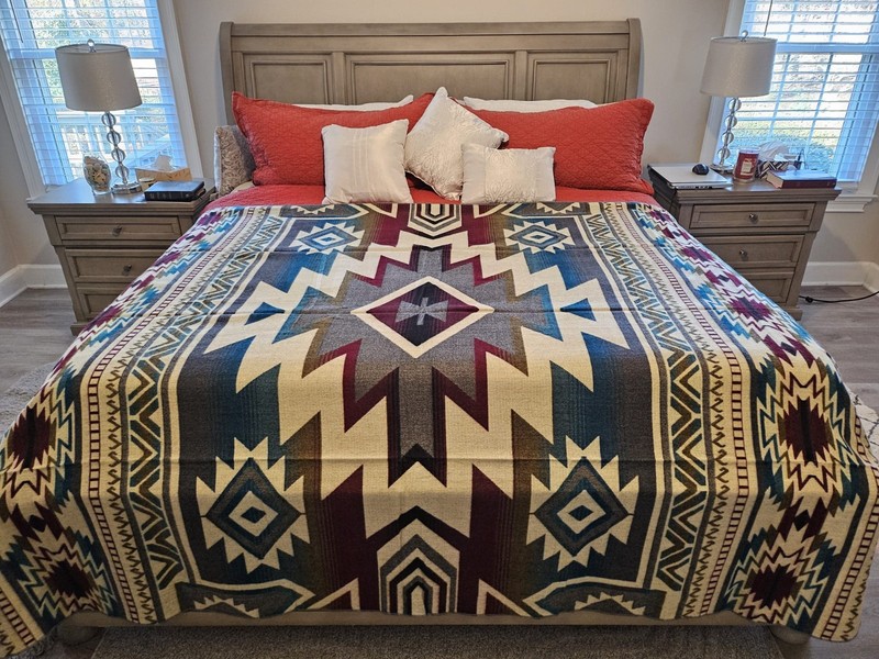 EXTRA LARGE, REVERSIBLE, ALPACA WOOL,MULTICOLOR BLANKET ECUADOR 74,8x91,33 in gallery