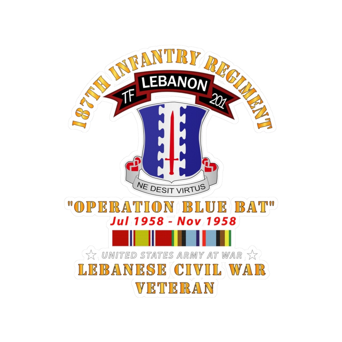 Kiss-Cut Vinyl - 187th Infantry Regiment - TF 201 - Lebanon Civil War w AFEM SV gallery