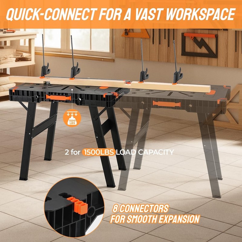 Folding Work Bench Portable Work Table for Garage, Table Saw,Workshop,Home DIY gallery