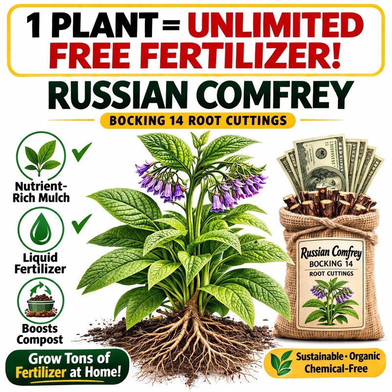 Russian Comfrey Bocking #14, (5) matured Root Cuttings or 1 Established plant gallery