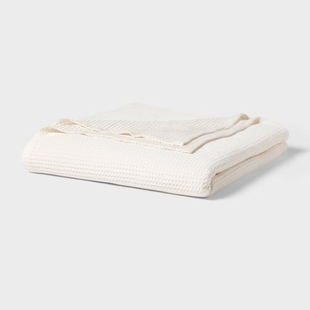 Full/Queen TENCEL Lyocell Waffle Bed Blanket Ivory - Threshold gallery