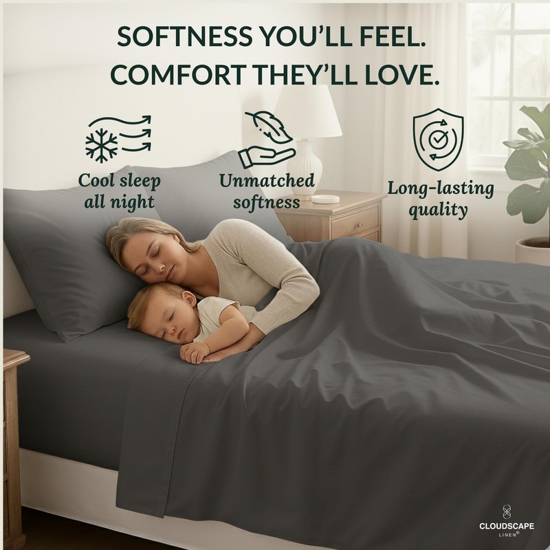 CLOUDSCAPE 100% Egyptian Cotton Queen Sheets - 400 Thread Count Extra Deep Po... gallery