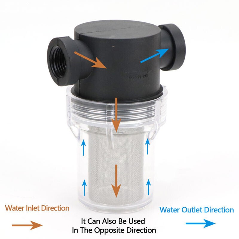 3/4" 1/2" 1" Inline Mesh Strainer Water Pump High Flow Pipeline Filter 40 Mesh gallery