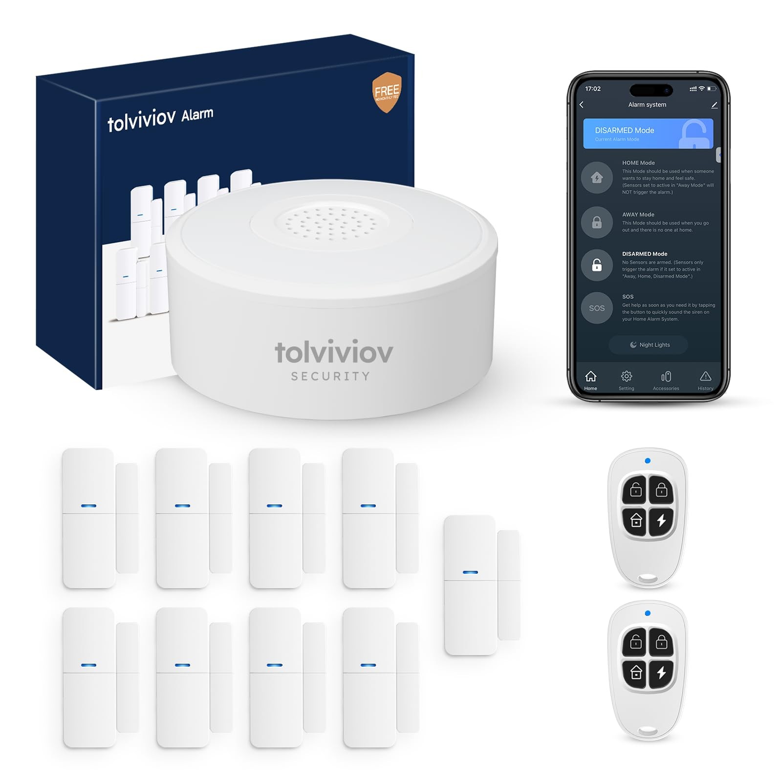 Smart Home Alarm System, 12-Piece DIY, No Fees, Phone Alerts, Alexa Compatible gallery