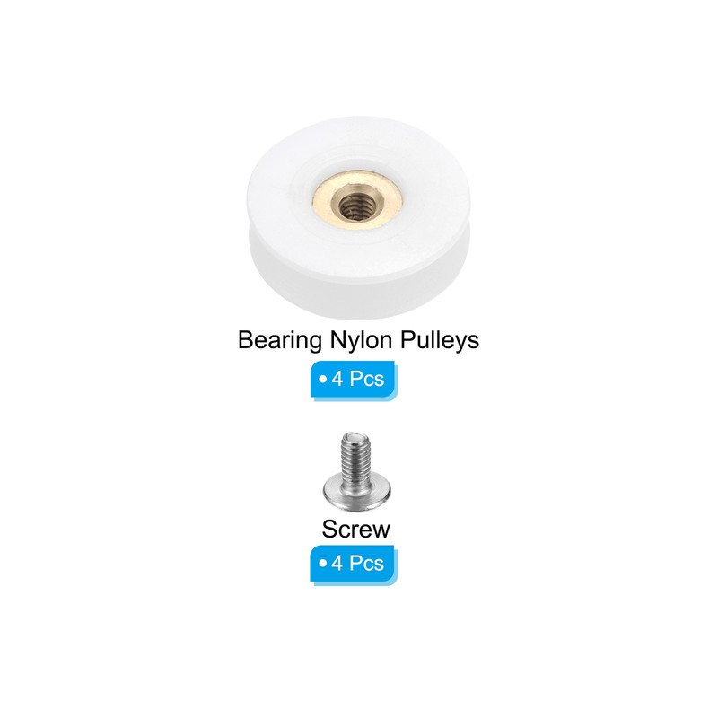 Shower Door Rollers 22.5mm/0.8", 4 Pack Glass Door Runner Grooved Wheels, White gallery