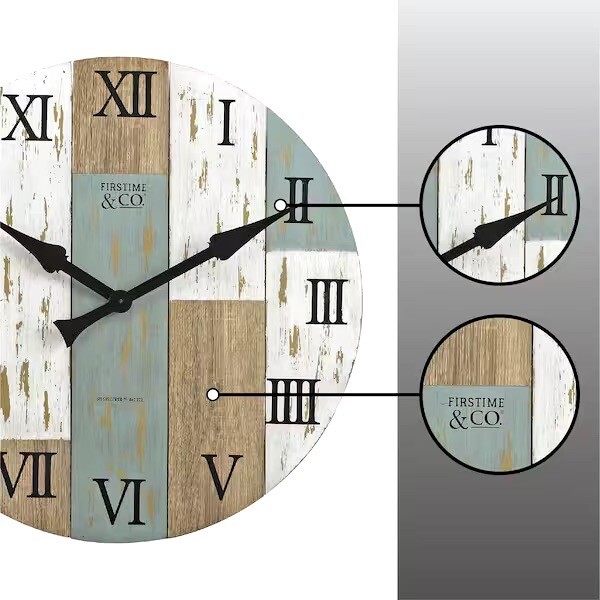 FirsTime & Co. Rustic Multicolor Timberworks 27” Hanging Wall Clock Solid Wood gallery