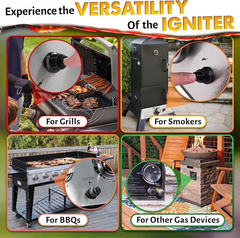 Gas Grill Igniter Replacement - 1.22" AA Battery Push Button & Tool-Free Install gallery
