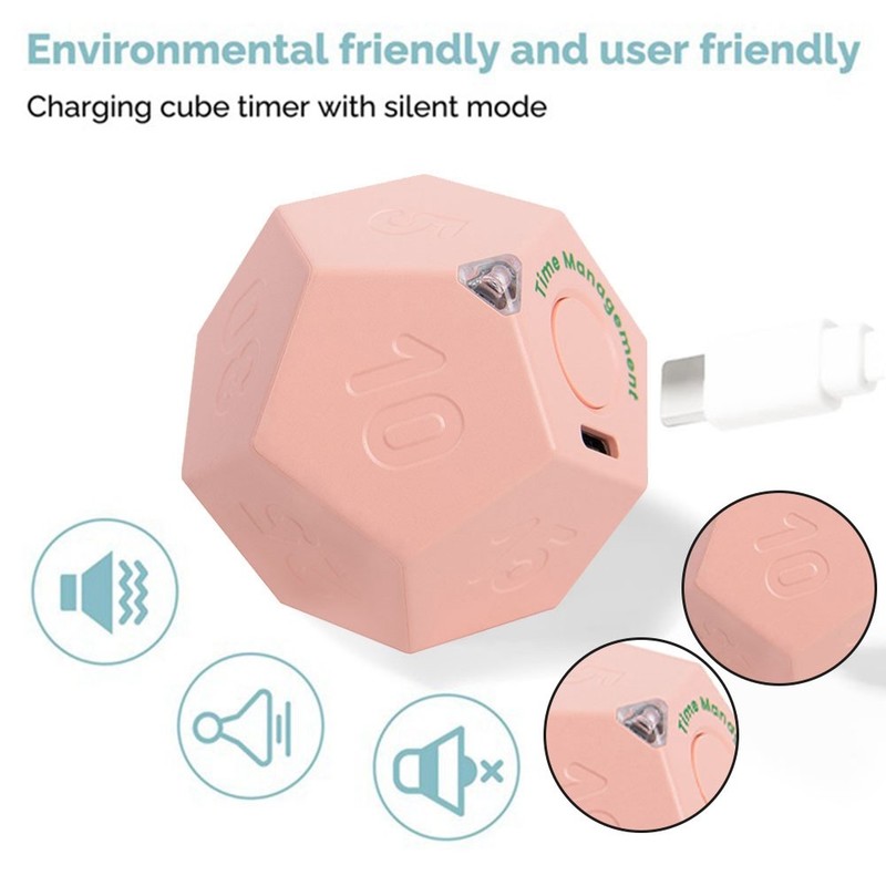 Timer Rotate Dodecagon Rechargeable Timer Sound Vibrate Light Alarm Flip4255 gallery