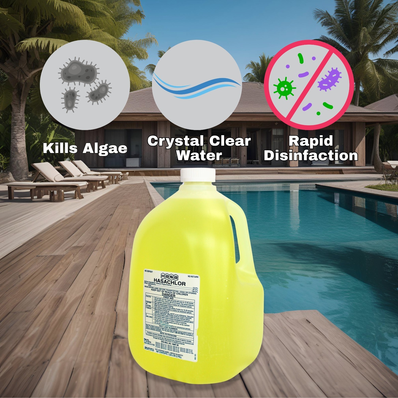 HASA Liquid Chlorine 12.5% Liquid Pool Shock | USA Made Commercial Grade 2 Pack gallery