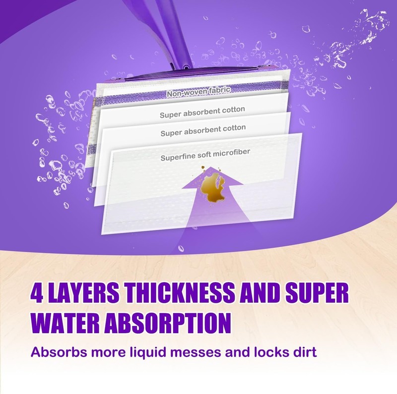 80 Count Super Absorbent Mop Pad Refills for WetJet Spray Mop - 4 Layers Thick gallery