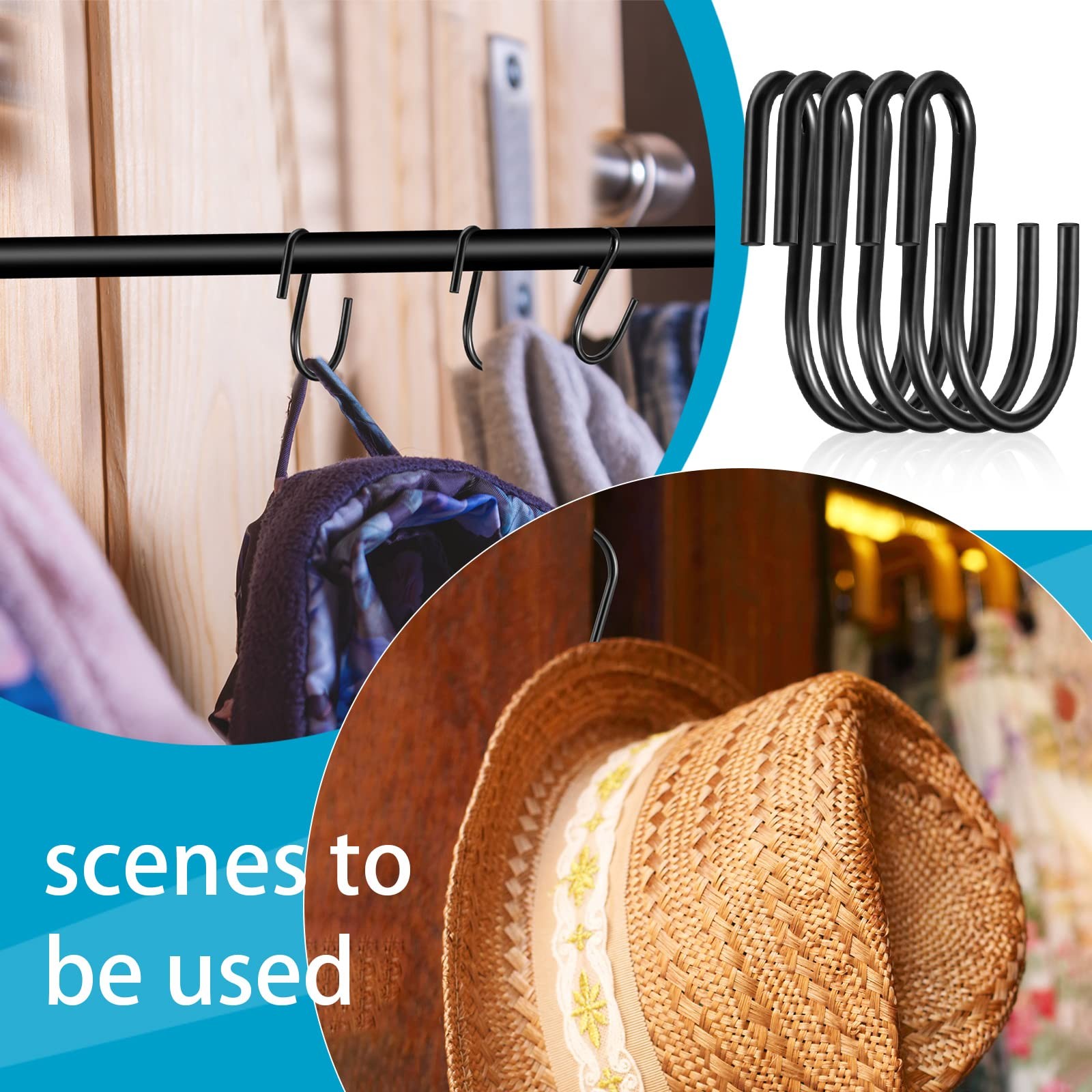 120 Pieces Small S Hooks for Hanging Heavy Duty Mini S Shaped 1 Inch Black gallery